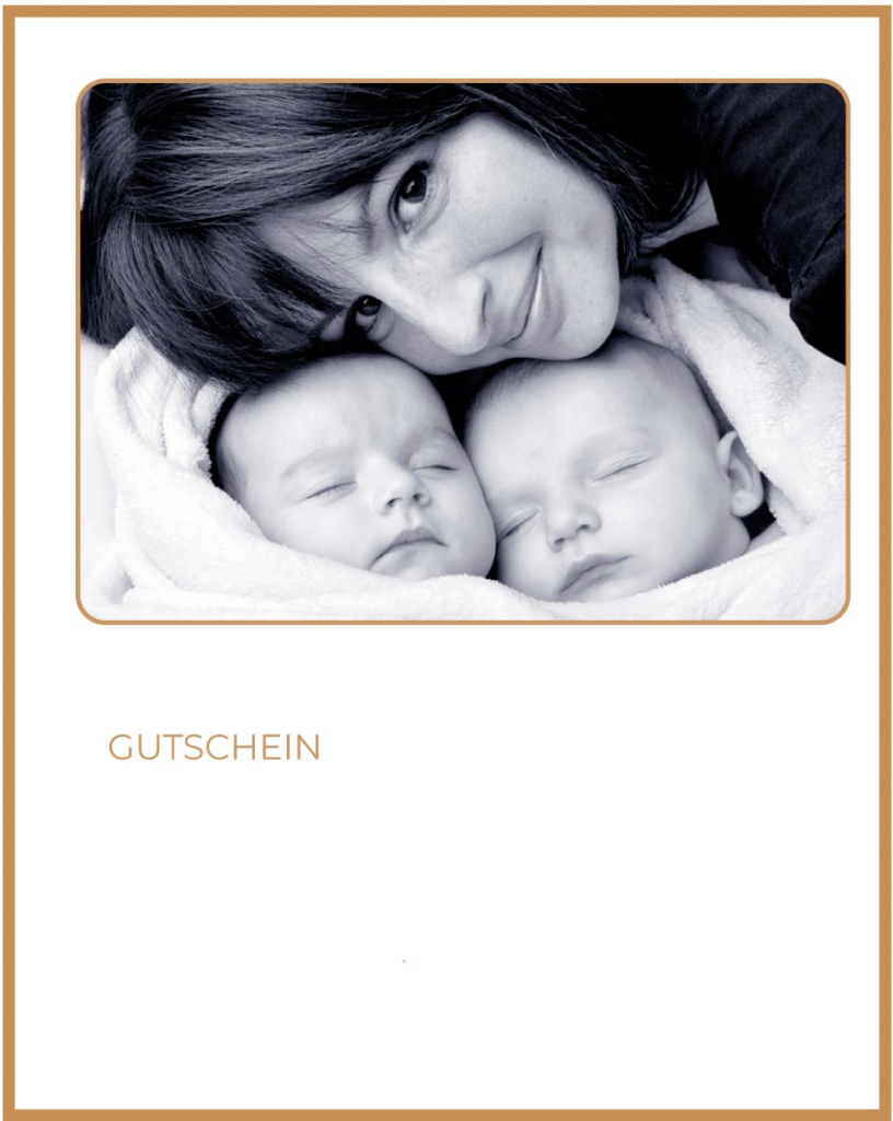 Mama mit Zwillingen, Schwarz-Weiß-Foto